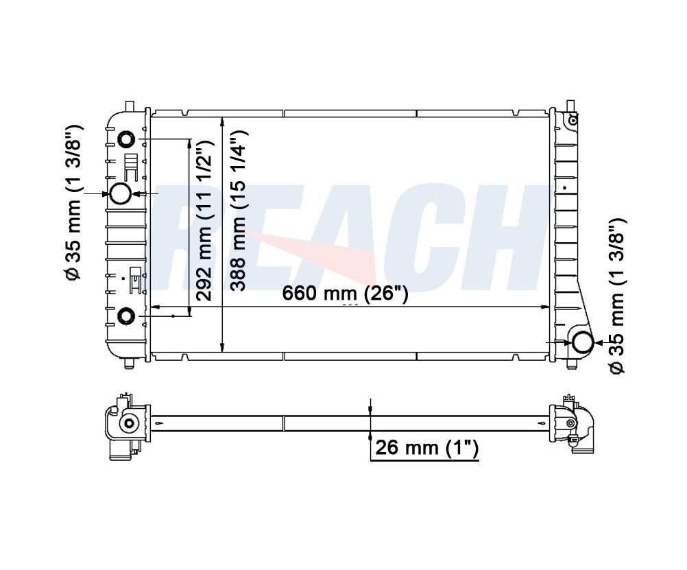 2000 CHEVROLET CAVALIER 2.2 L RADIATOR REA41-1687A