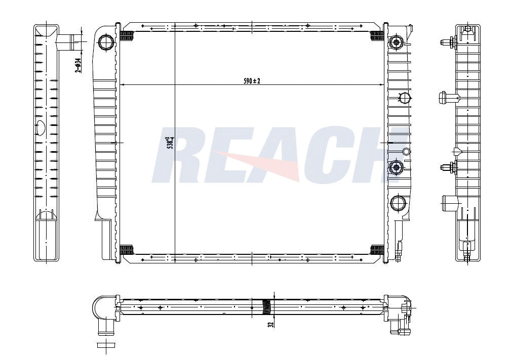 1996 VOLVO 960 2.9 L RADIATOR REA41-1738A