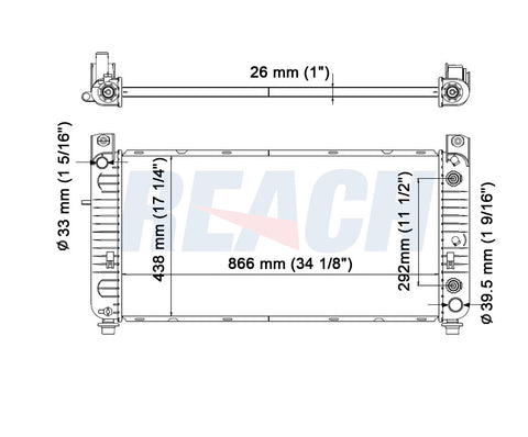 2000 CHEVROLET SILVERADO 2500 5.3 L RADIATOR REA41-2423A