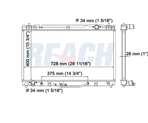 2008 TOYOTA SOLARA 3.3 L RADIATOR REA41-2434A