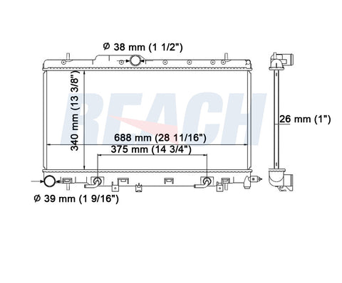 2003 SUBARU IMPREZA 2.0 L RADIATOR REA41-2450A