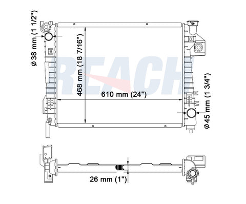 2003 DODGE RAM 3500 5.7 L RADIATOR REA41-2480A