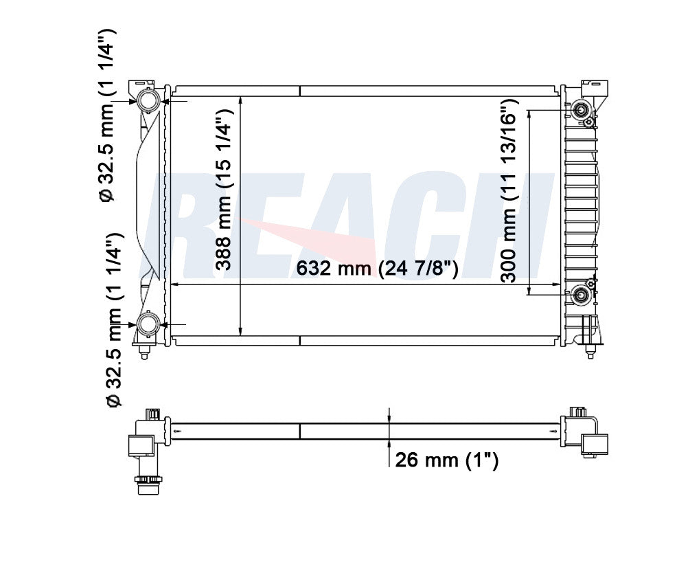 2005 AUDI A4 2.0 L RADIATOR REA41-2556A