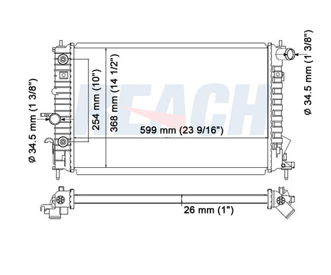 2000 SATURN LW1 2.2 L RADIATOR REA41-2605A