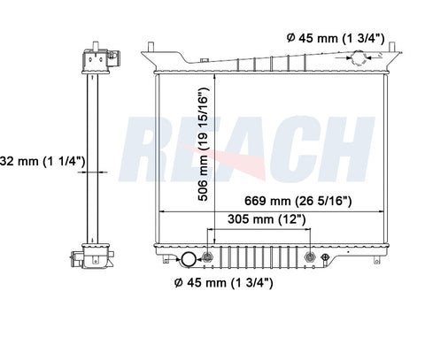 2003 FORD EXPEDITION 5.4 L RADIATOR REA41-2609A