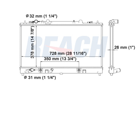 2005 MAZDA 6 3.0 L RADIATOR REA41-2672A