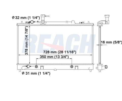 2005 MAZDA 6 2.3 L RADIATOR REA41-2673A
