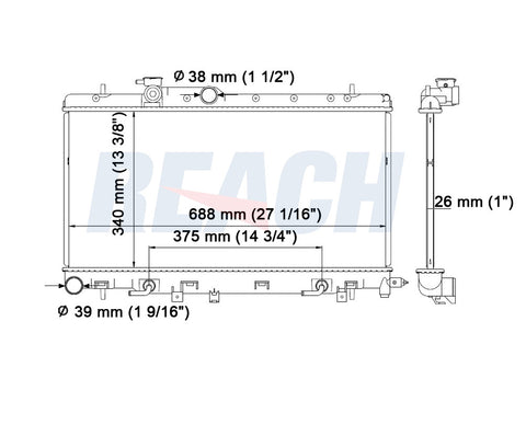 2005 SAAB 9-2X 2.5 L RADIATOR REA41-2703A