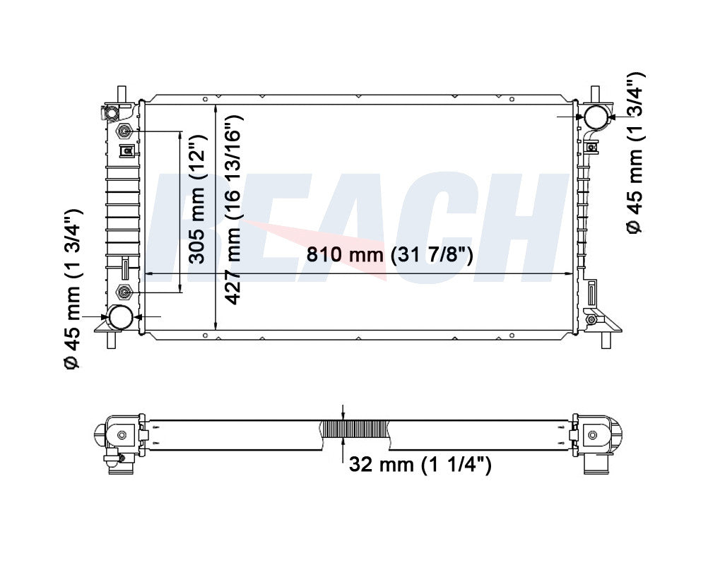 2003 FORD F-350 5.4 L RADIATOR REA41-2725A