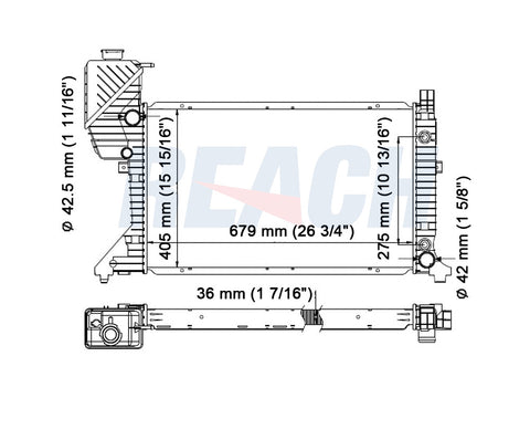 2002 FREIGHTLINER SPRINTER 2500 2.7 L RADIATOR REA41-2796A