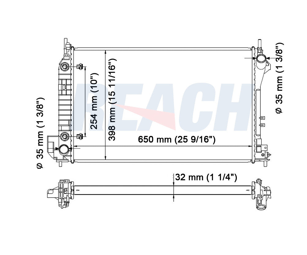 2009 SAAB 9-3 2.8 L RADIATOR REA41-2810A