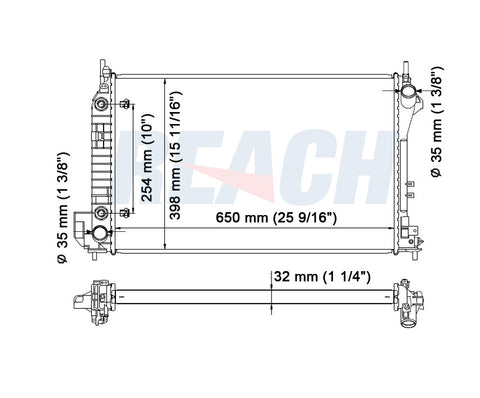 2005 SAAB 9-3 2.0 L RADIATOR REA41-2810A