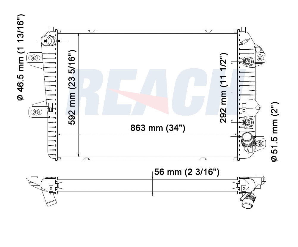 2006 CHEVROLET SILVERADO 3500 6.6 L RADIATOR REA41-2857A