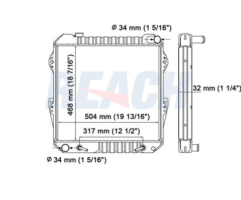 1988 TOYOTA PICKUP 3.0 L RADIATOR REA41-50A