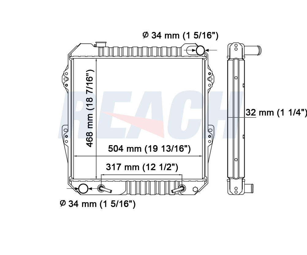 1992 TOYOTA PICKUP 3.0 L RADIATOR REA41-50A