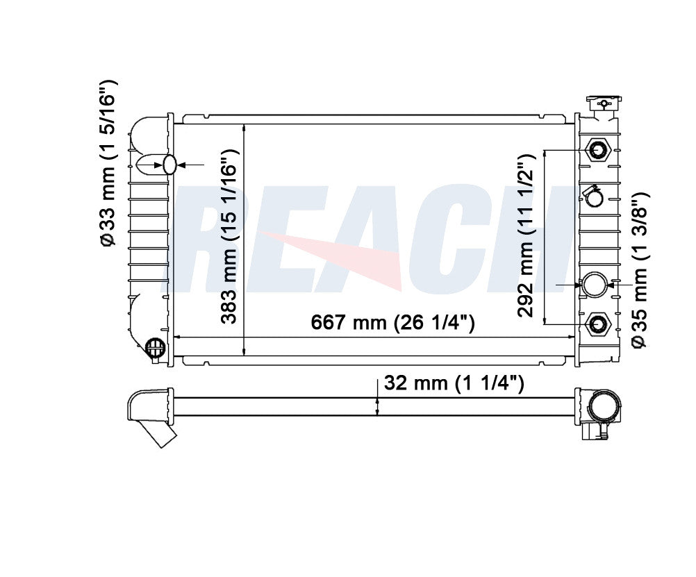 1989 CHEVROLET S10 4.3 L RADIATOR REA41-681A