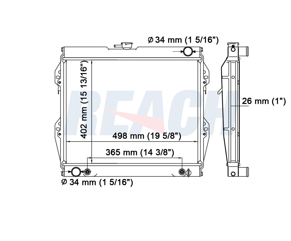 1990 TOYOTA PICKUP 2.4 L RADIATOR REA41-945A