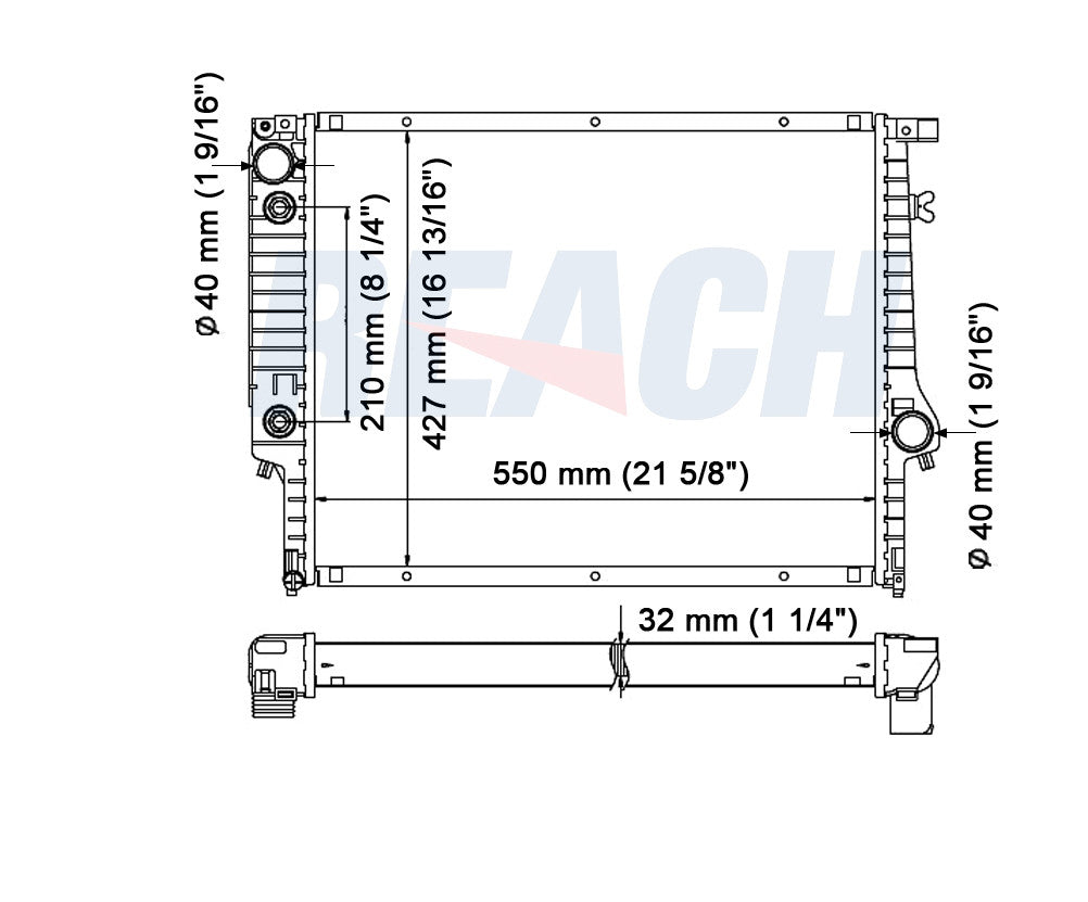 1989 BMW 325I 2.5 L RADIATOR REA41-975A