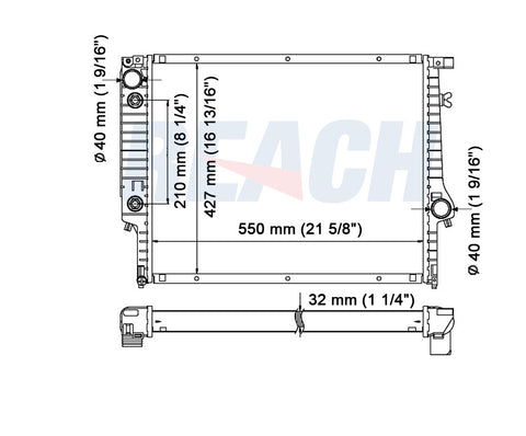 1989 BMW 325I 2.5 L RADIATOR REA41-975A